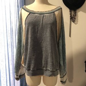 Free People Faded Oversized Sweater with Patch